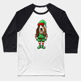 Basset Hound Christmas Elf Baseball T-Shirt